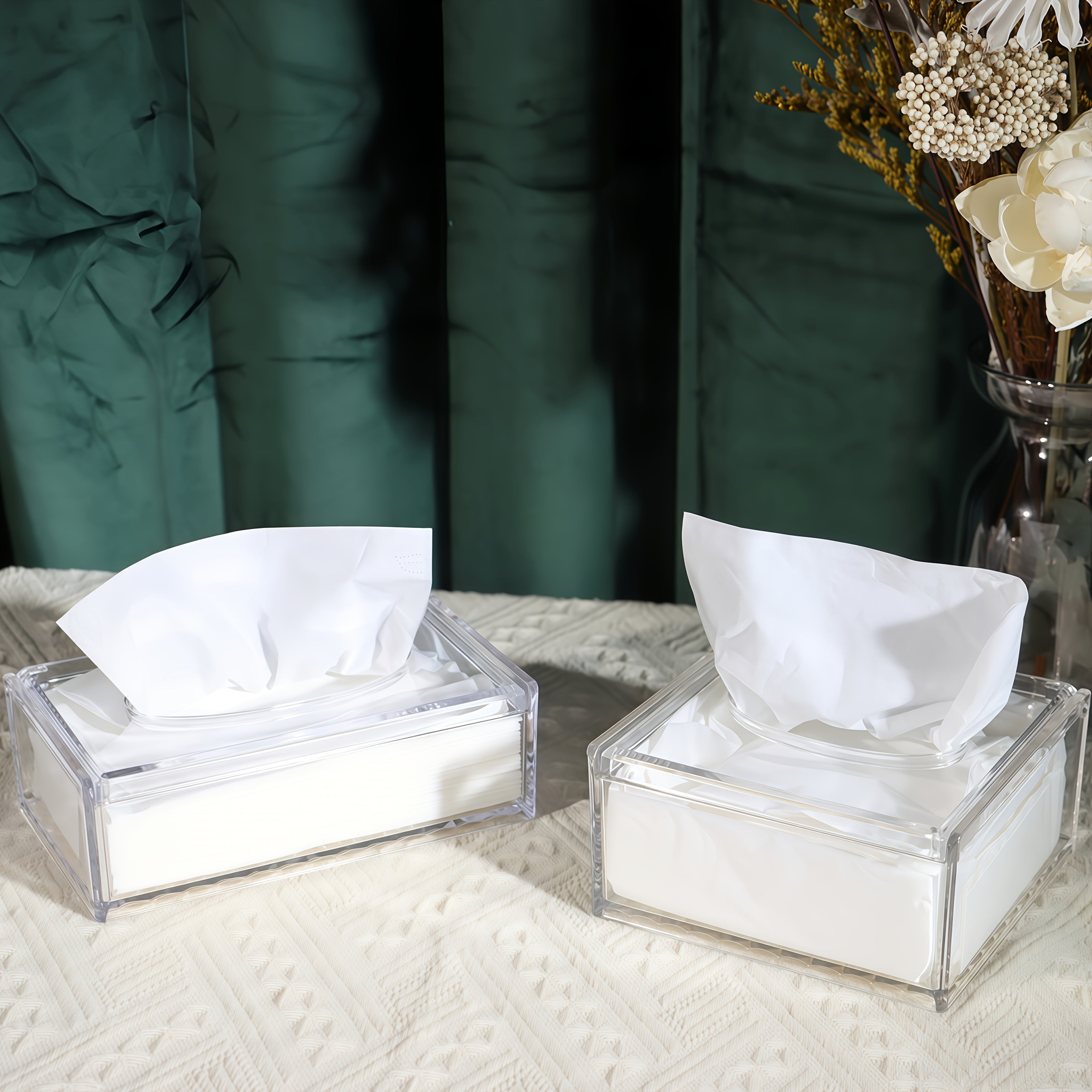 1pc Sleek European-Style Transparent Acrylic Tissue Box Holder, Durable & Wear-Resistant, Smooth Dispensing Design - Ideal for Living Room, Dining Room & Bathroom Decor, Bathroom Accessories|European Style Holder|Clear Acrylic Material, Toilet Paper