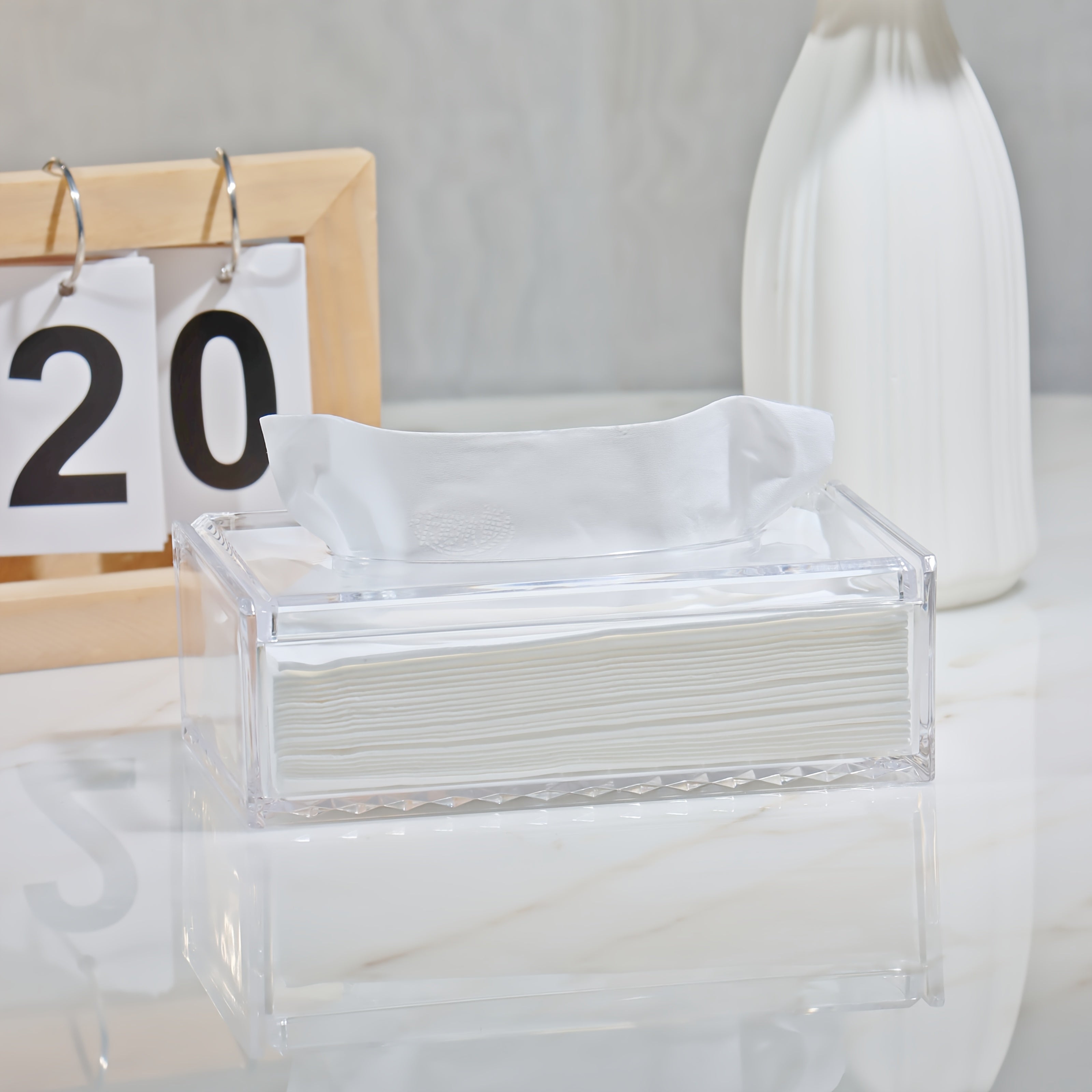 1pc Sleek European-Style Transparent Acrylic Tissue Box Holder, Durable & Wear-Resistant, Smooth Dispensing Design - Ideal for Living Room, Dining Room & Bathroom Decor, Bathroom Accessories|European Style Holder|Clear Acrylic Material, Toilet Paper