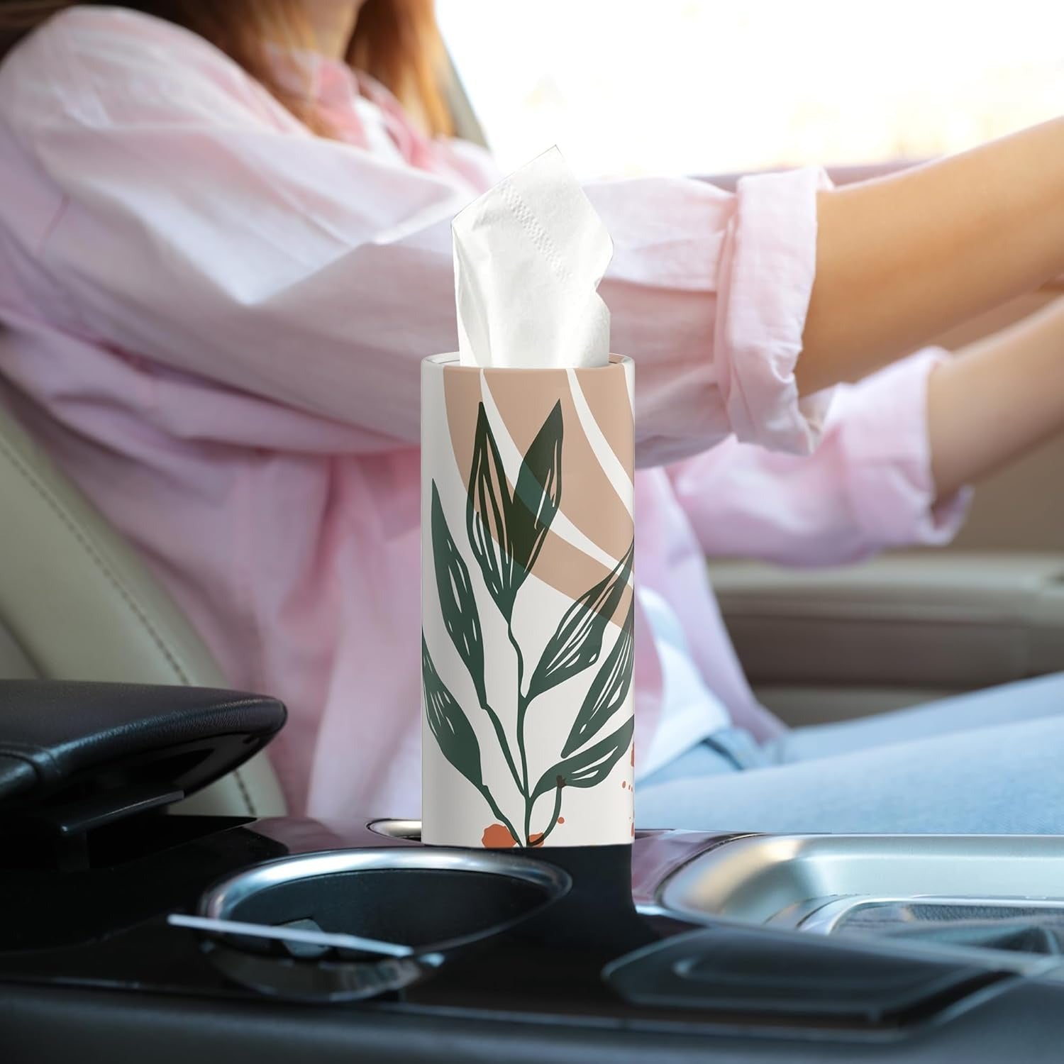 8 Pack Car Tissue Holder, Car Tissues Cylinder, Round Tissue Boxes for Car, Round Tube Car Tissue Box Round Container for Home Bathroom Office (Marble Style)