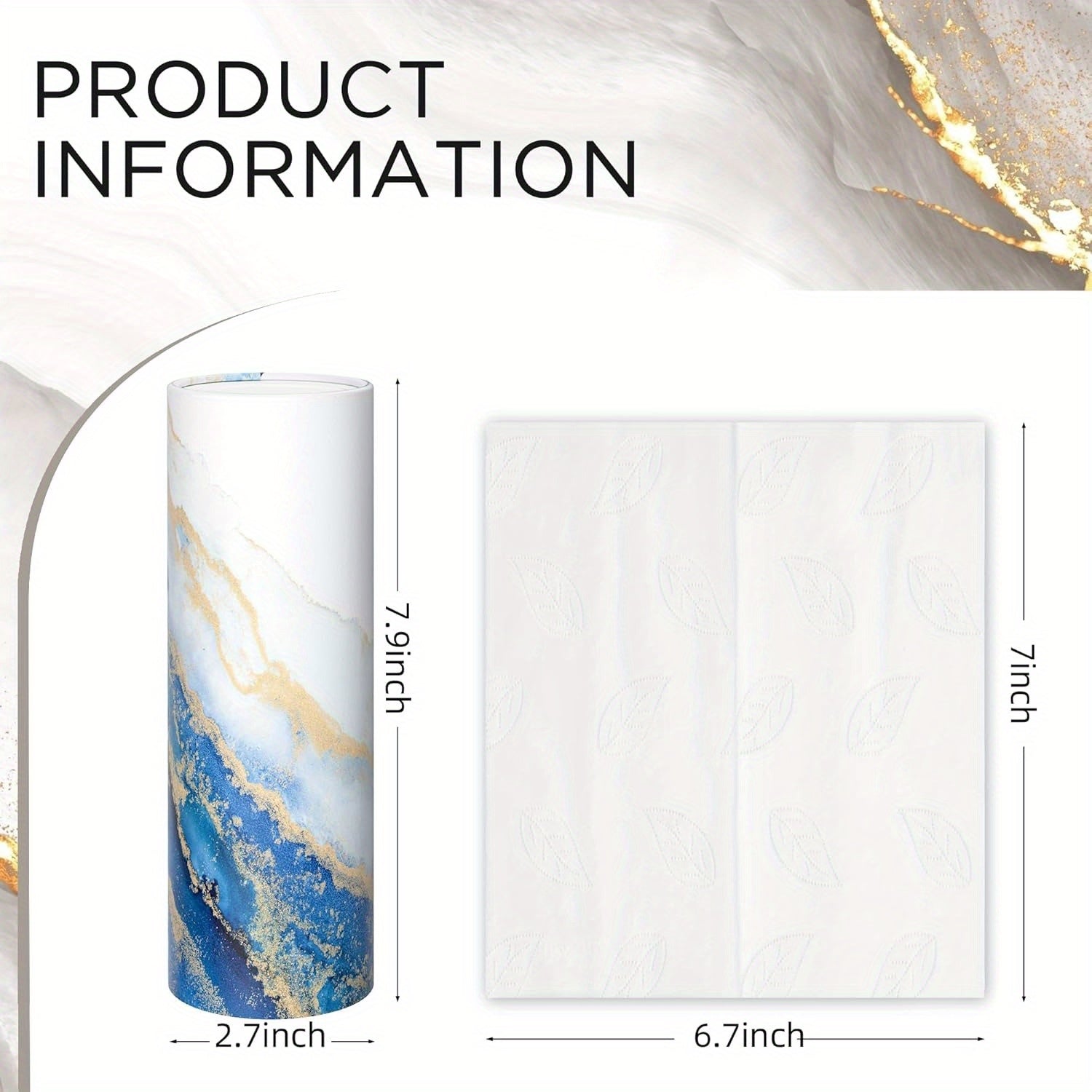 8 Pack Car Tissue Holder, Car Tissues Cylinder, Round Tissue Boxes for Car, Round Tube Car Tissue Box Round Container for Home Bathroom Office (Marble Style)