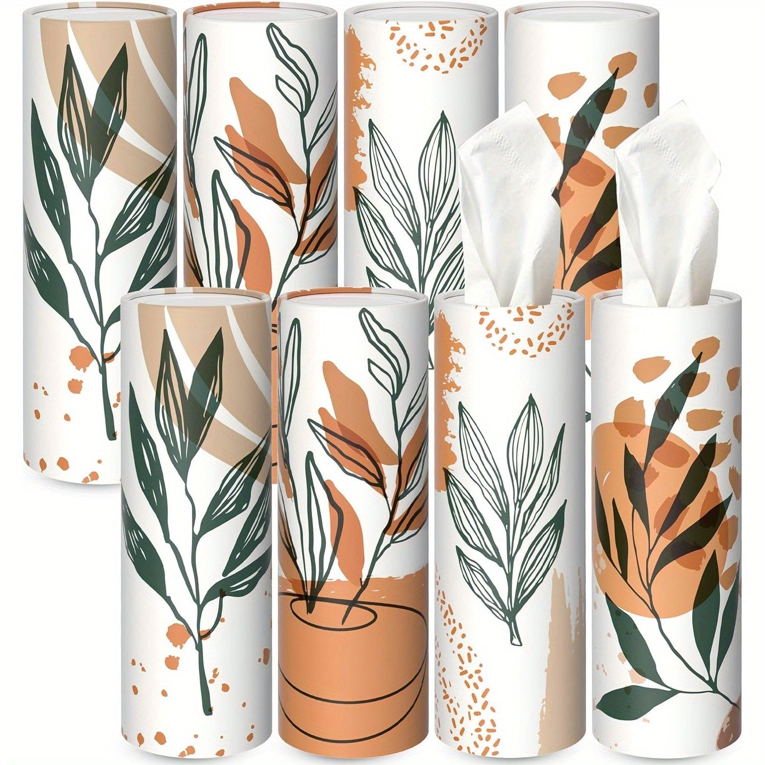 8 Pack Car Tissue Holder, Car Tissues Cylinder, Round Tissue Boxes for Car, Round Tube Car Tissue Box Round Container for Home Bathroom Office (Marble Style)