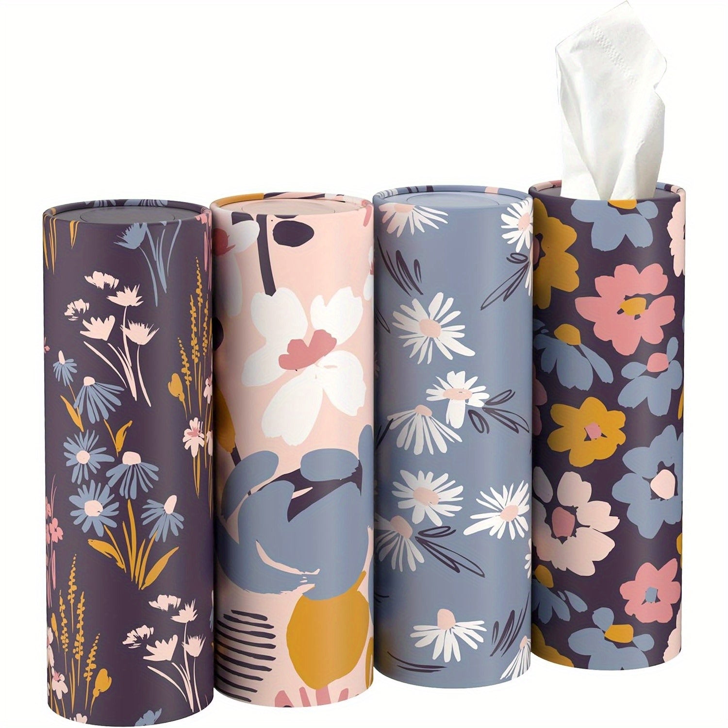 8 Pack Car Tissue Holder, Car Tissues Cylinder, Round Tissue Boxes for Car, Round Tube Car Tissue Box Round Container for Home Bathroom Office (Marble Style)
