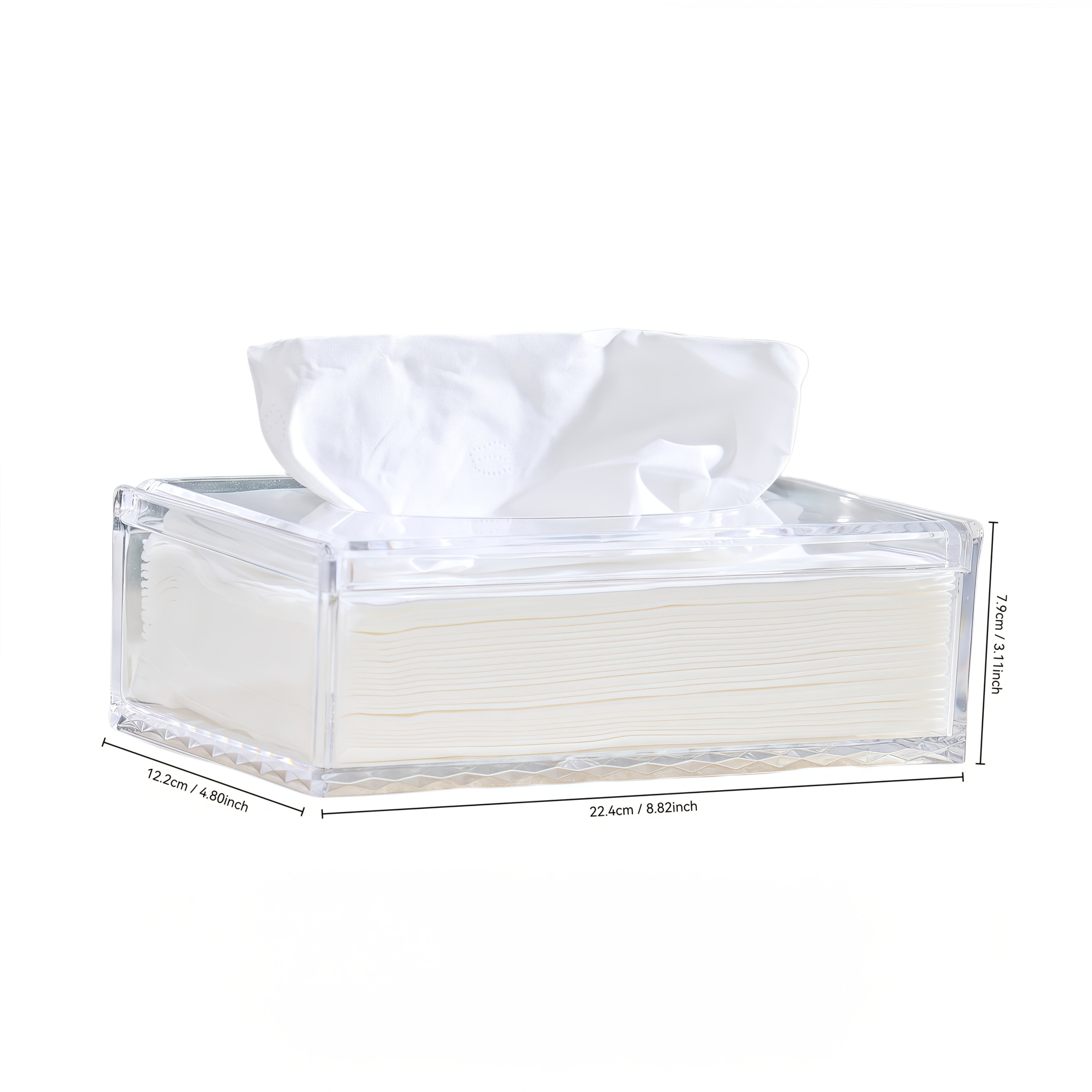 1pc Sleek European-Style Transparent Acrylic Tissue Box Holder, Durable & Wear-Resistant, Smooth Dispensing Design - Ideal for Living Room, Dining Room & Bathroom Decor, Bathroom Accessories|European Style Holder|Clear Acrylic Material, Toilet Paper
