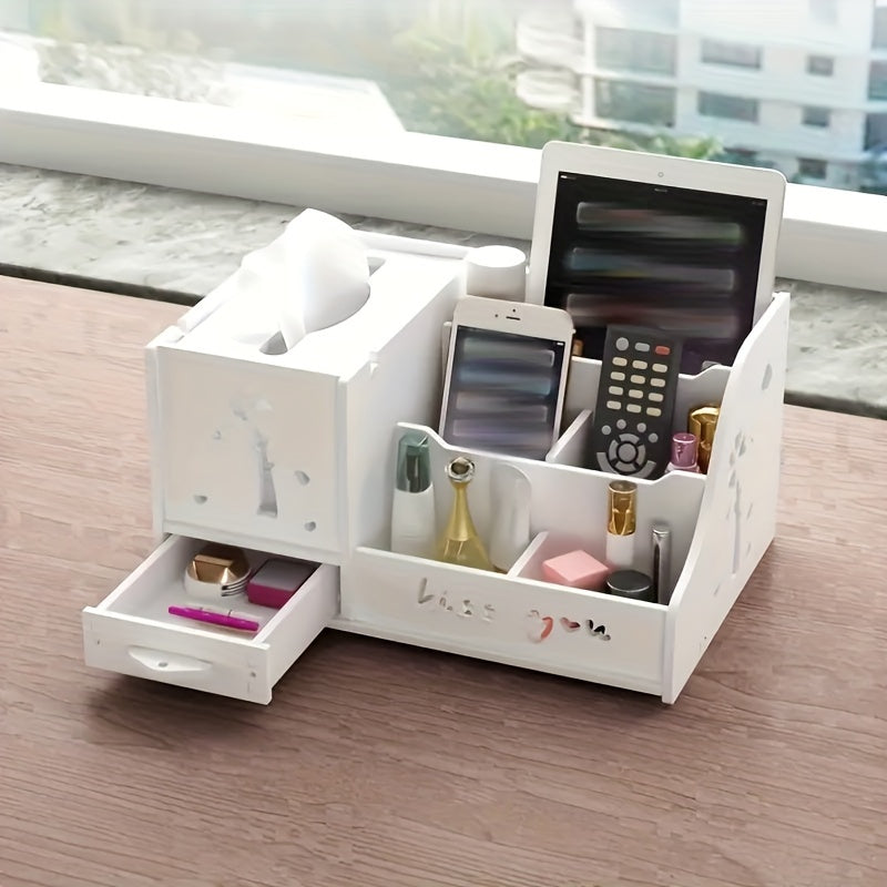 KUNYUN Tissue Box Living Room Multi-functional Remote Control Tabletop Collection And Arrangement Box Creative Household Coffee Table Napkin Box Draw Paper Box, Bedroom Cosmetics Collection Box, Under-Bed Storage