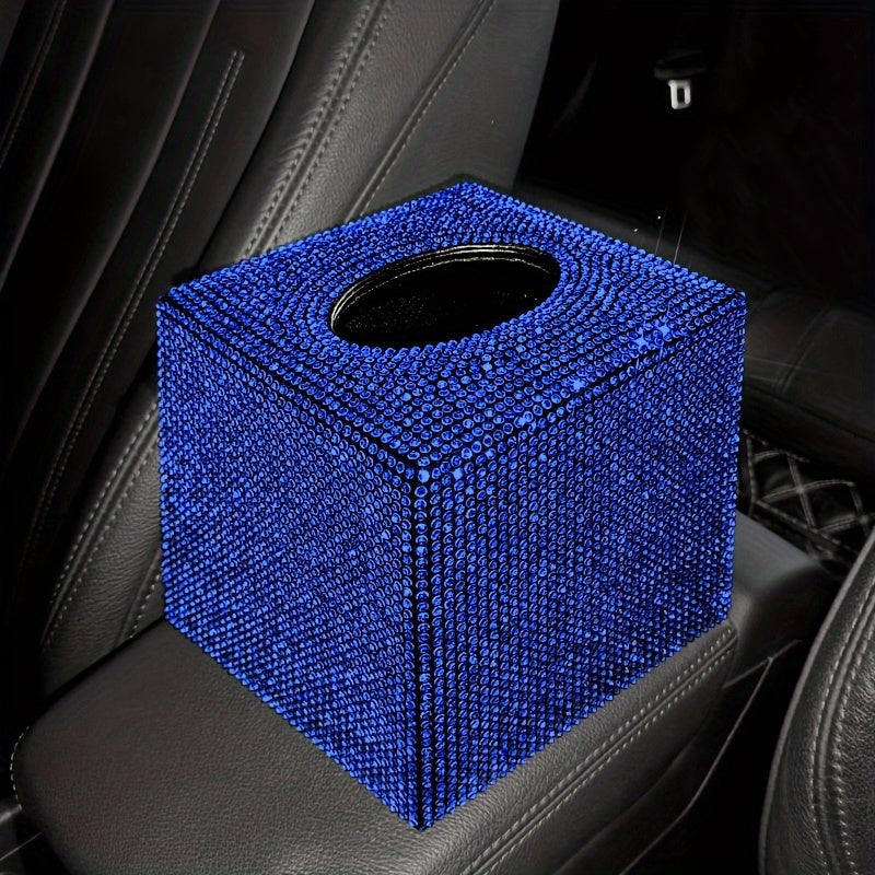 1-Piece Cute Car Tissue Box, Bling Rhinestone Paper Holder, Sparkling Crystal Paper Storage Box, Decorative Tissue Cube Box for Cars, Offices, Kitchens, And Household Use, Girl Holiday Gifts