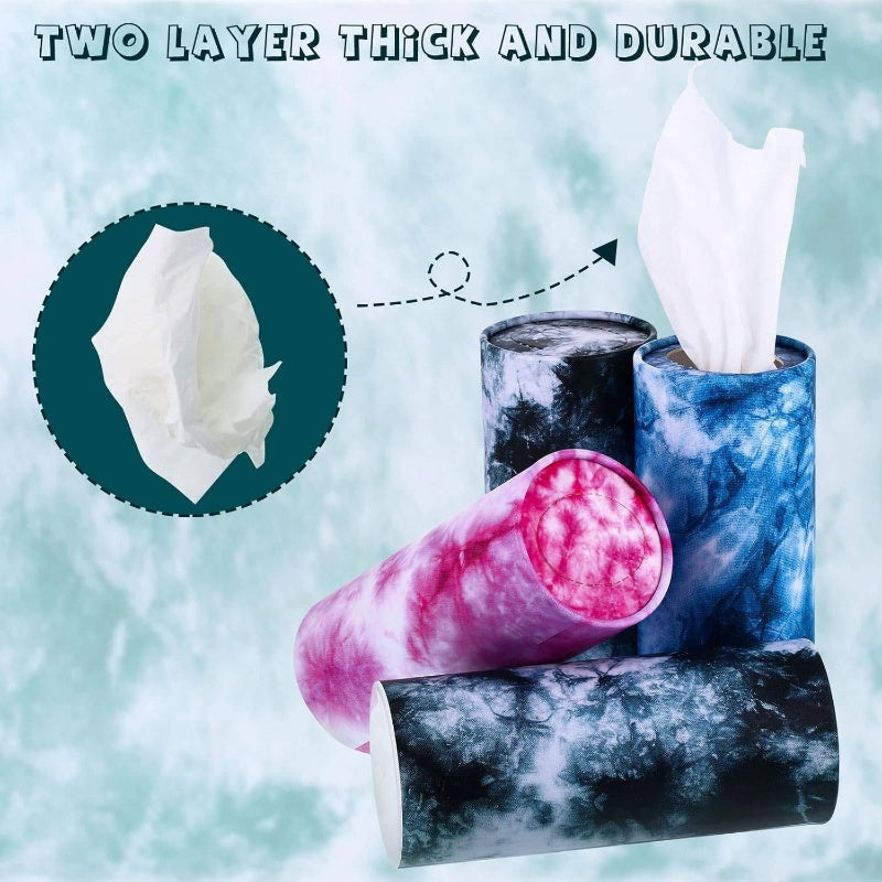 8 Pack Car Tissue Holder with Facial Tissue Bulk Cylinder Car Round Boxes for Travel Fit for Cup Holder Box Round Container (Tie Dye Style), Car Tissue Holder, Travel Essentials, Stylish Storage, Durable Construction, Travel Accessory, Frequent Travelers,