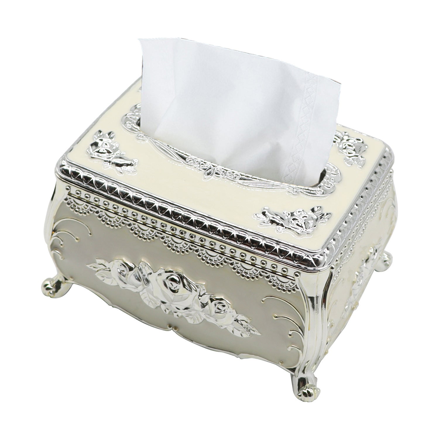 Luxury European-Style Tissue Box Holder, Decorative Non-Waterproof Plastic Tissue Dispenser, Elegant Design, with No Electricity Required, for Living Room, KTV, Restaurants, Picnics, Garden Houses