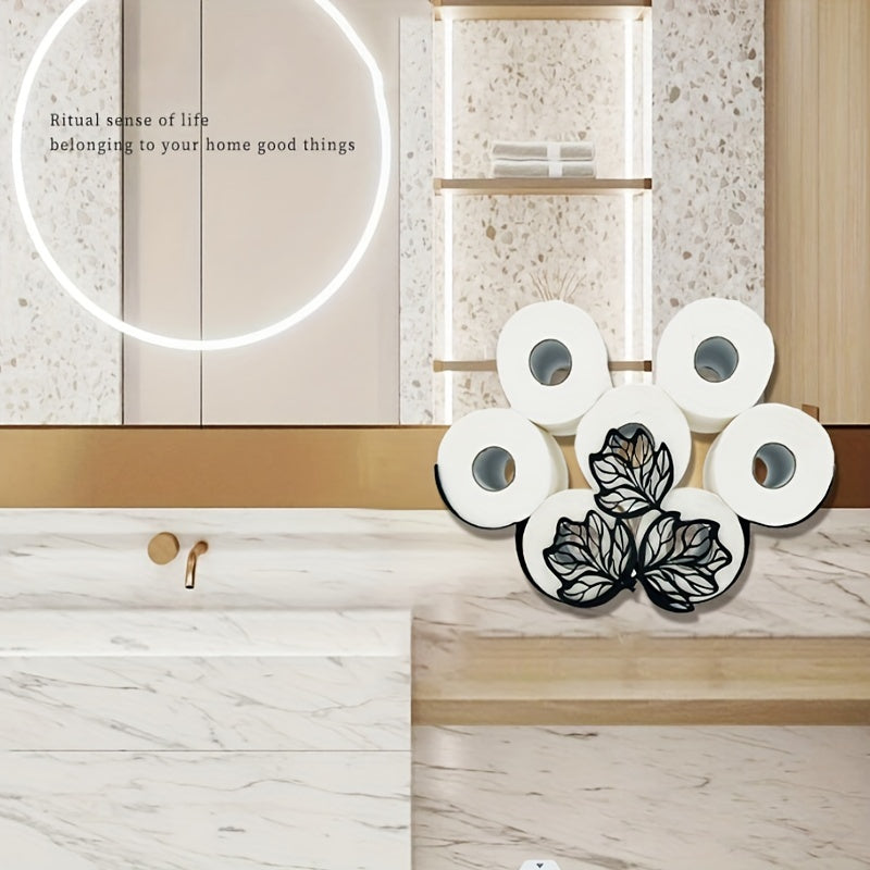 1Pc Fun Leaf Shaped Tissue Holder, Bathroom Tissue Storage Rack, Wall Mounted Roll Paper Storage Container, Bathroom Accessories