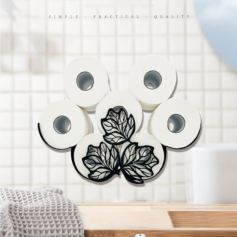 1Pc Fun Leaf Shaped Tissue Holder, Bathroom Tissue Storage Rack, Wall Mounted Roll Paper Storage Container, Bathroom Accessories