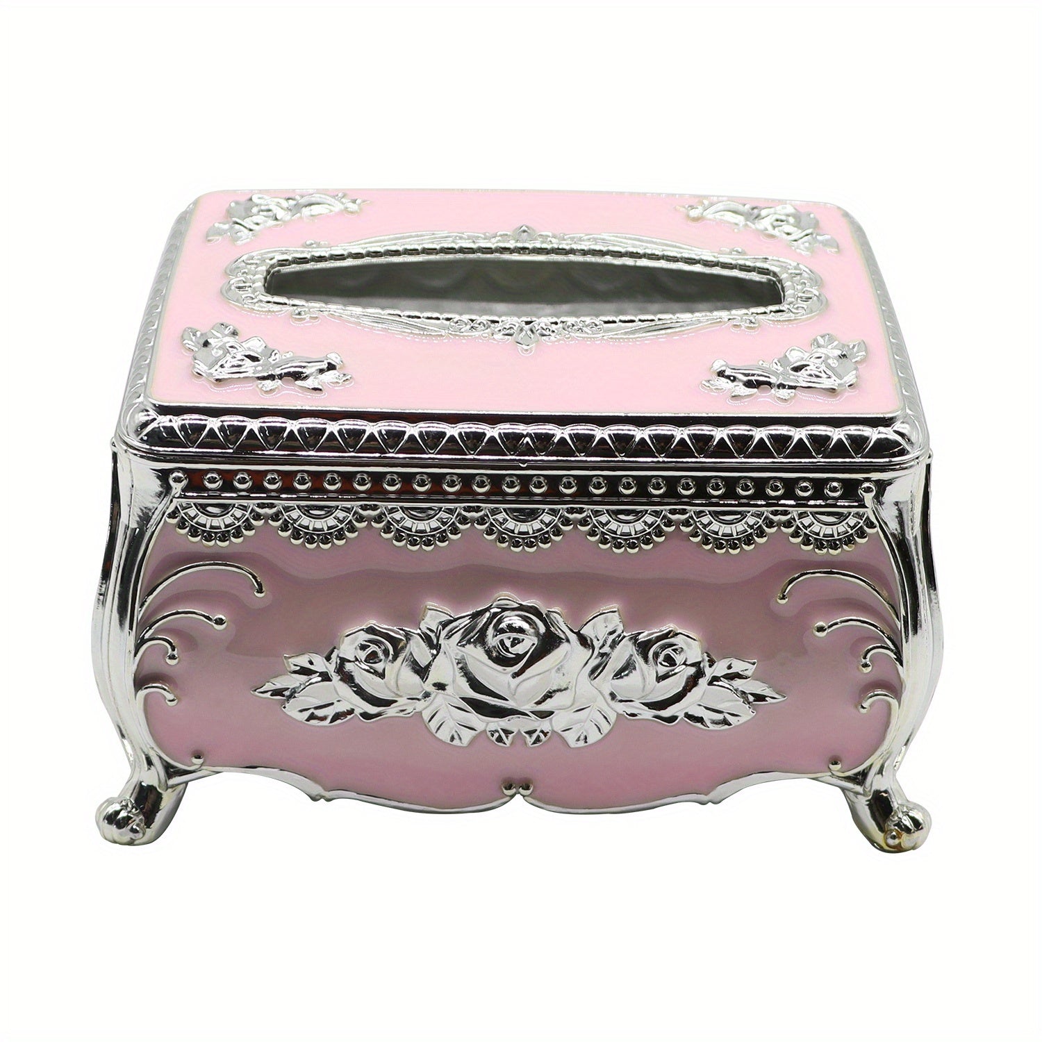 Luxury European-Style Tissue Box Holder, Decorative Non-Waterproof Plastic Tissue Dispenser, Elegant Design, with No Electricity Required, for Living Room, KTV, Restaurants, Picnics, Garden Houses