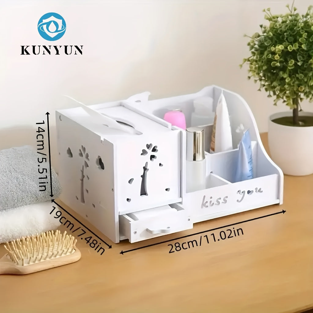 KUNYUN Tissue Box Living Room Multi-functional Remote Control Tabletop Collection And Arrangement Box Creative Household Coffee Table Napkin Box Draw Paper Box, Bedroom Cosmetics Collection Box, Under-Bed Storage