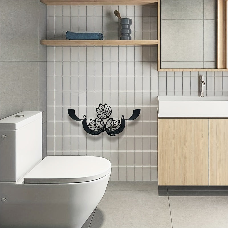 1Pc Fun Leaf Shaped Tissue Holder, Bathroom Tissue Storage Rack, Wall Mounted Roll Paper Storage Container, Bathroom Accessories