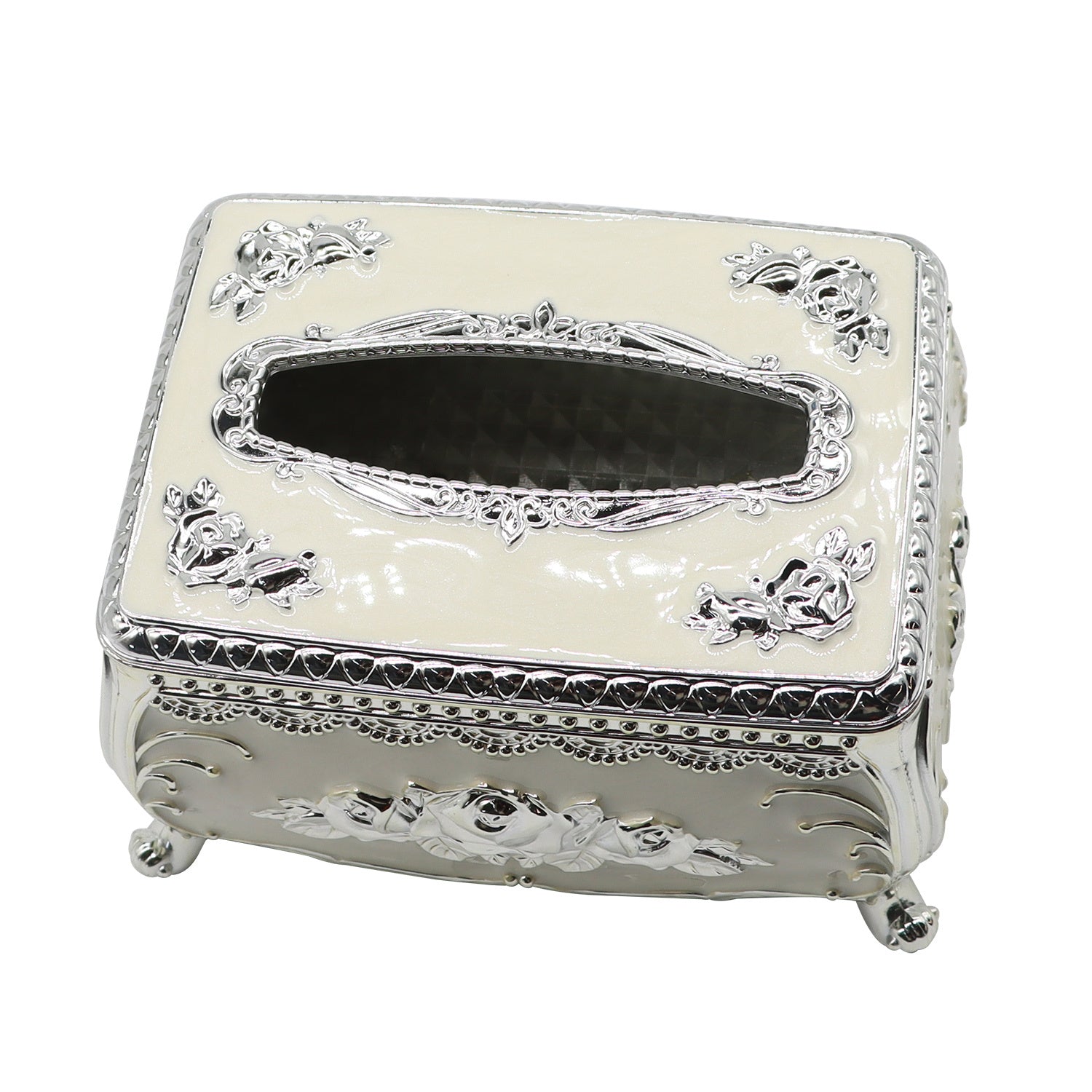 Luxury European-Style Tissue Box Holder, Decorative Non-Waterproof Plastic Tissue Dispenser, Elegant Design, with No Electricity Required, for Living Room, KTV, Restaurants, Picnics, Garden Houses