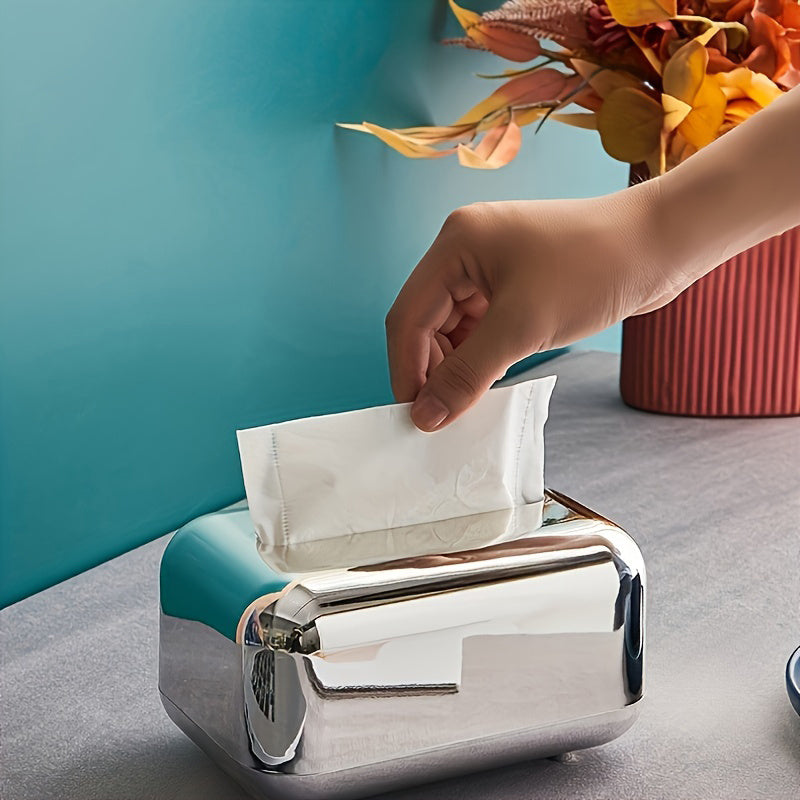 1pc Rectangular Tissue Box Cover, Wall Mounted Stylish Paper Facial Cover, Modern Tissue Box Holder for Bedroom/ Bathroom/ Vanity/ Countertop/ Dresser/ Night Stand/ Office/ Car