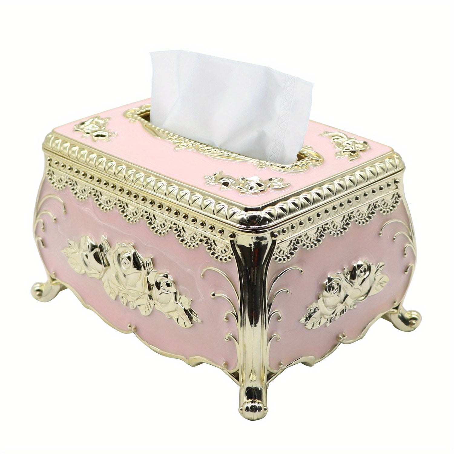 Luxury European-Style Tissue Box Holder, Decorative Non-Waterproof Plastic Tissue Dispenser, Elegant Design, with No Electricity Required, for Living Room, KTV, Restaurants, Picnics, Garden Houses