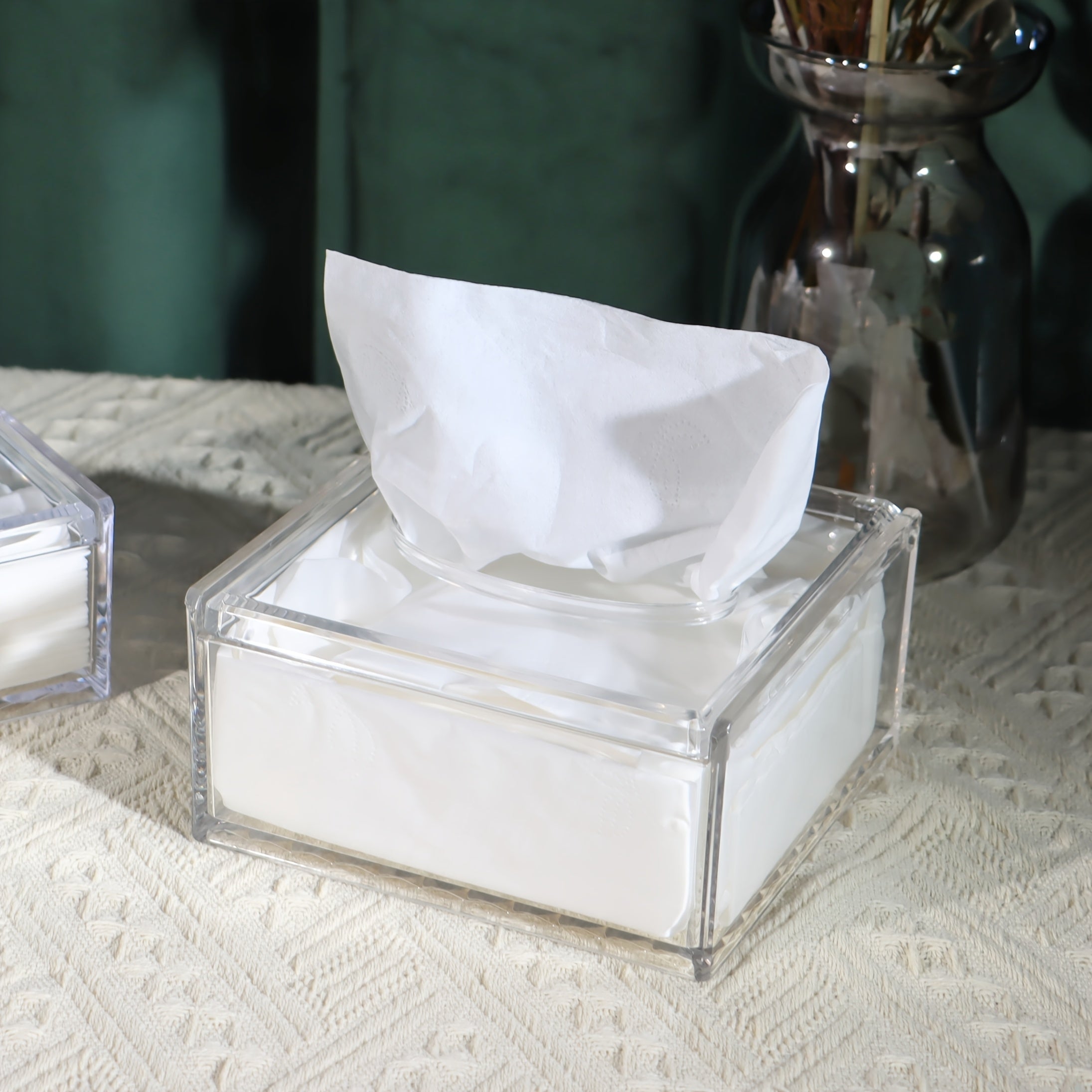 1pc Sleek European-Style Transparent Acrylic Tissue Box Holder, Durable & Wear-Resistant, Smooth Dispensing Design - Ideal for Living Room, Dining Room & Bathroom Decor, Bathroom Accessories|European Style Holder|Clear Acrylic Material, Toilet Paper