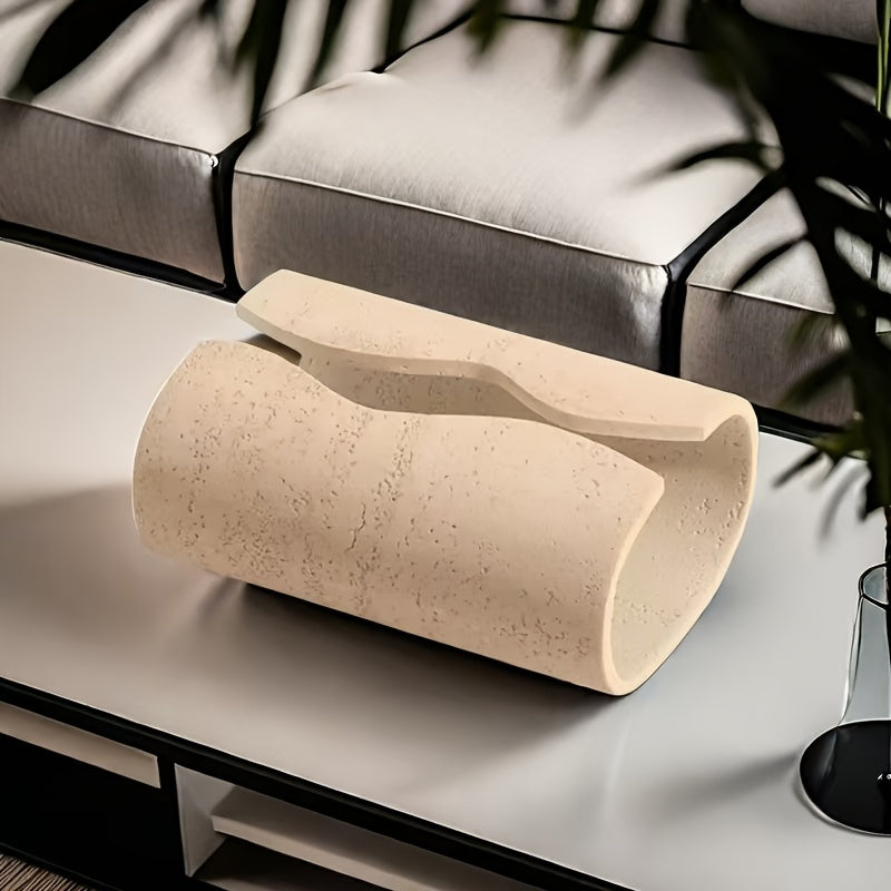 1pc Handmade Resin Rock Tissue Box Holder - Dual Compartment Modern Home Decor for Living Room, Bedroom, Hotel - Indoor/Outdoor Use, No Electricity Needed, Bedroom Accessory, Natural Stone Look, Sophisticated Decor, Dualcompartment Design, Artisanal