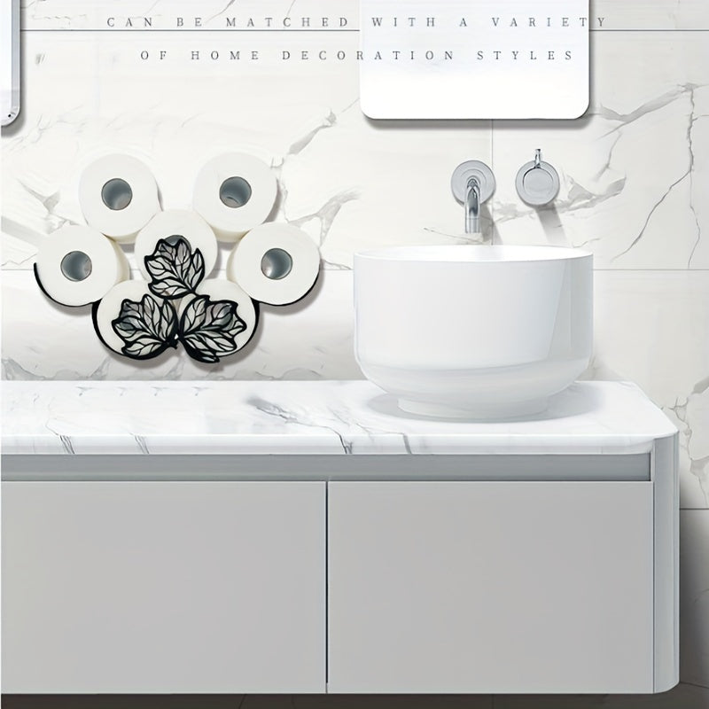 1Pc Fun Leaf Shaped Tissue Holder, Bathroom Tissue Storage Rack, Wall Mounted Roll Paper Storage Container, Bathroom Accessories