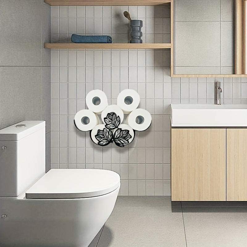 1Pc Fun Leaf Shaped Tissue Holder, Bathroom Tissue Storage Rack, Wall Mounted Roll Paper Storage Container, Bathroom Accessories