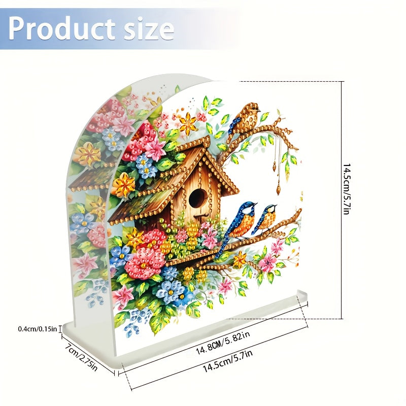 A Diamond Painting Tissue Box Decoration, Floral Bird Pattern Tissue Holder - Stylish Desktop Accessory, Suitable for Kitchen, Restaurant and Bar Sturdy Tissue Box - Home Party and Restaurant Decoration