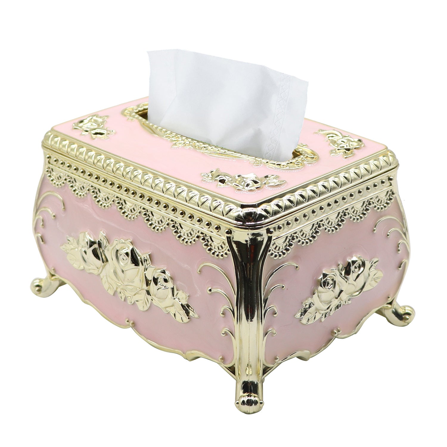 Luxury European-Style Tissue Box Holder, Decorative Non-Waterproof Plastic Tissue Dispenser, Elegant Design, with No Electricity Required, for Living Room, KTV, Restaurants, Picnics, Garden Houses
