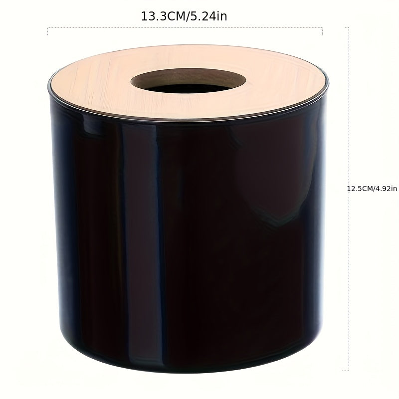 1pc, Round Tissue Box with Lid, Suitable for Bathroom, Living Room, Bedroom, Commercial Toilet Accessories