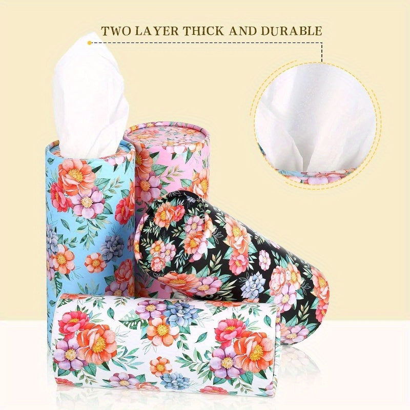 8 Pack Car Tissue Holder with Facial Tissue Bulk Cylinder Car Round Boxes for Travel Fit for Cup Holder Box Round Container (Colorful Flower Style), Car Tissue Holder, Travel Essentials, Vibrant Design, Durable Construction, Compact Design, Sturdy