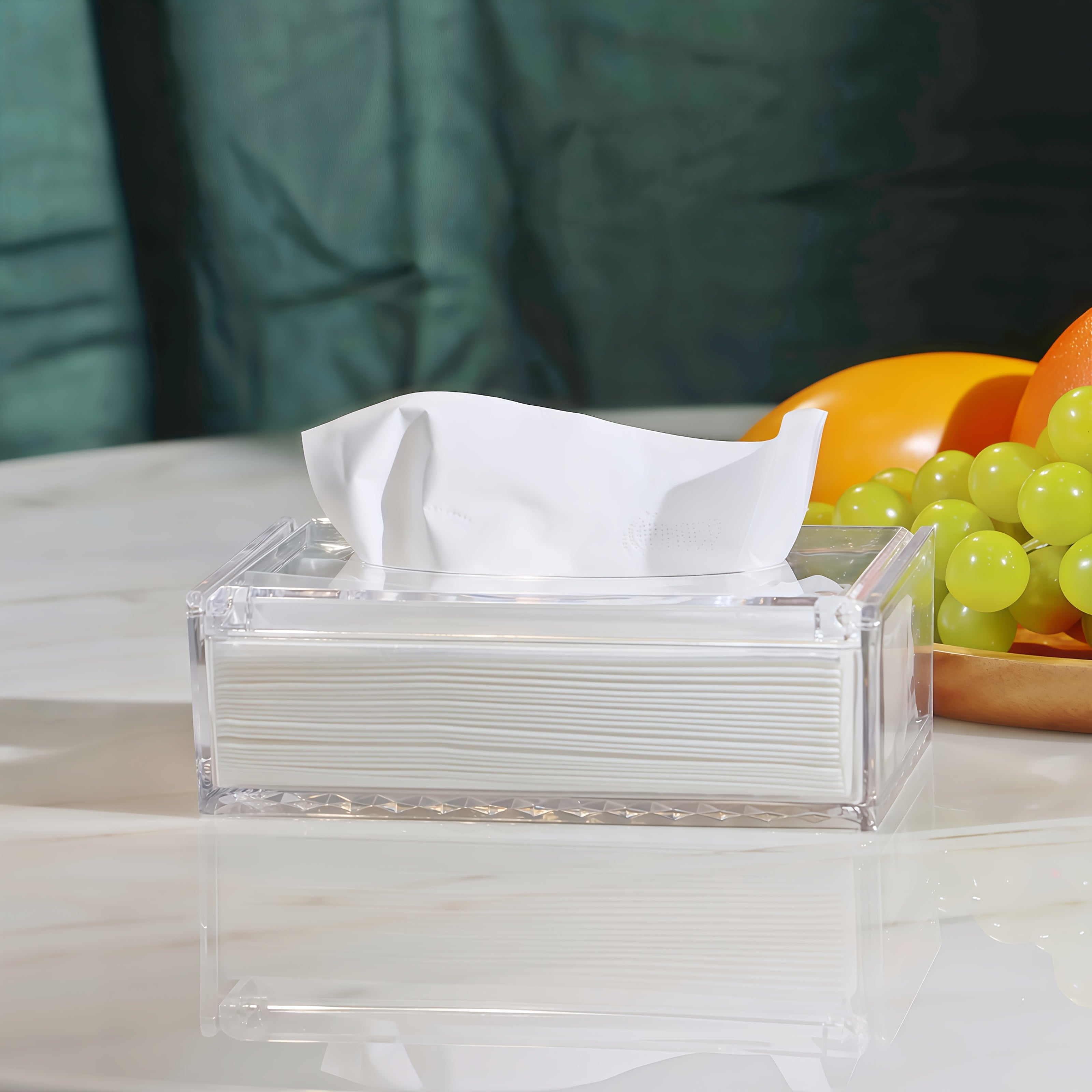 1pc Sleek European-Style Transparent Acrylic Tissue Box Holder, Durable & Wear-Resistant, Smooth Dispensing Design - Ideal for Living Room, Dining Room & Bathroom Decor, Bathroom Accessories|European Style Holder|Clear Acrylic Material, Toilet Paper