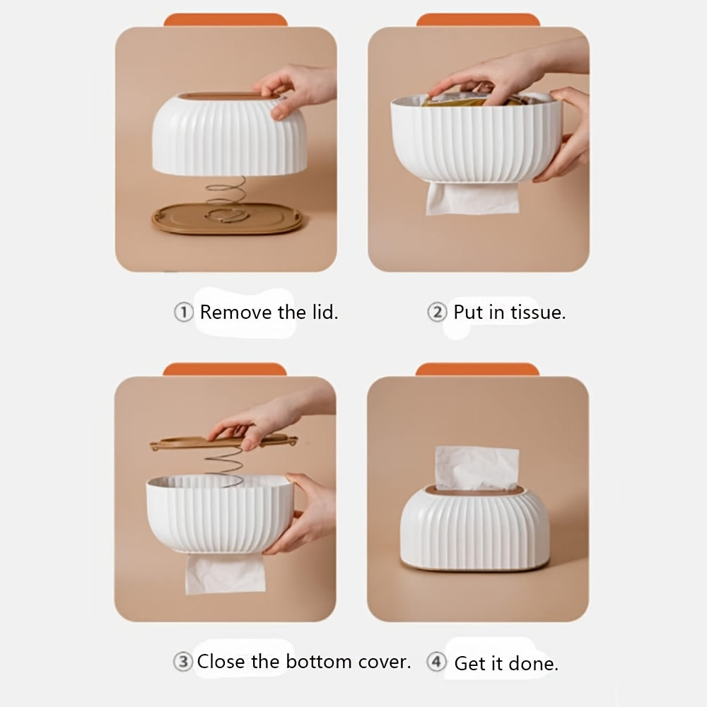 1pc Modern Adjustable Tissue Box Holder - Height-Adjustable Organizer with, Space-Saving Design for Living Room, Bathroom, Office, Hotel - Scandinavian Home Decor in Neutral Colors (White/Beige/Gray/Black) - Durable Plastic Construction, Bathroom