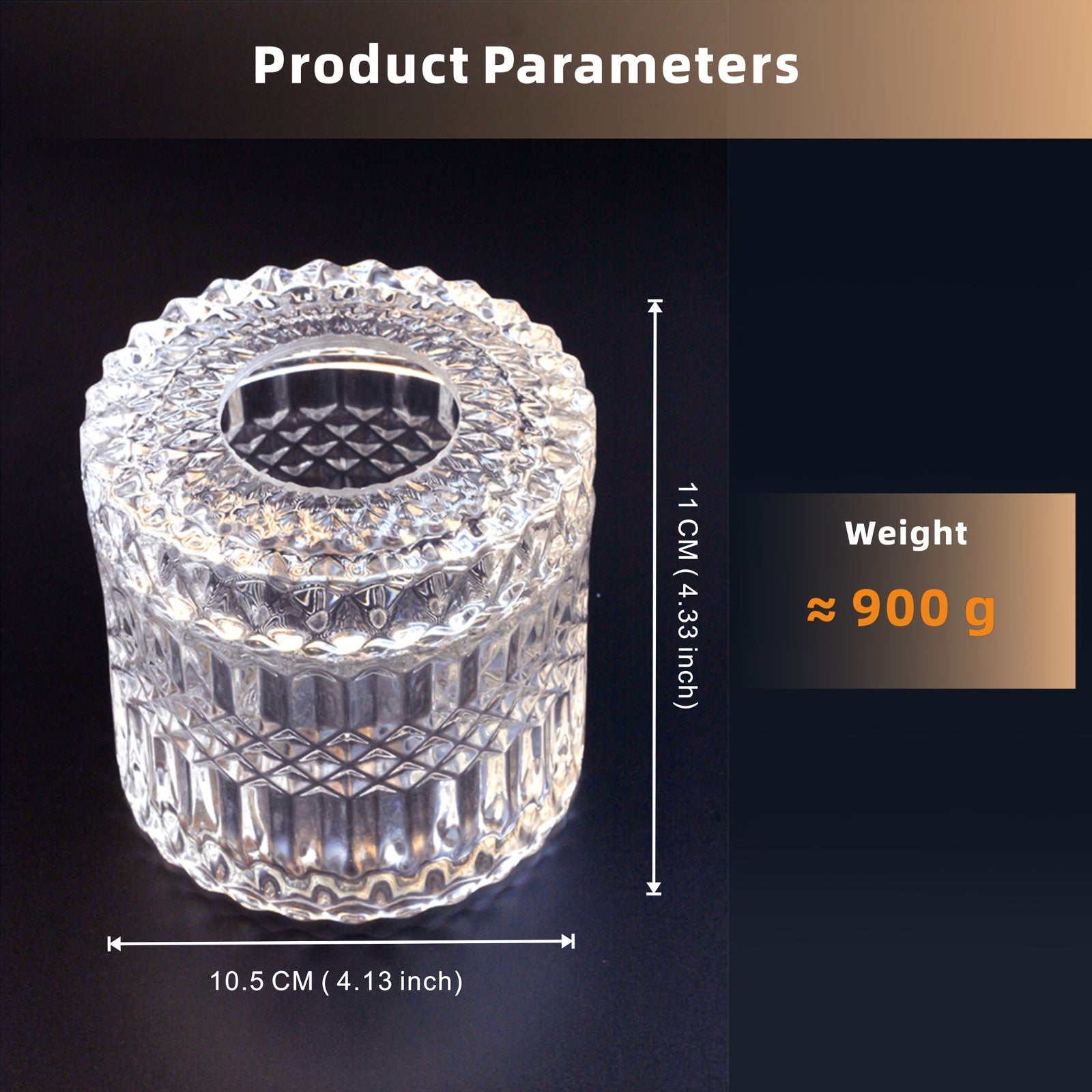 1pc Crystal Glass Tissue Box Holder, Modern Diamond Cut Luxury Texture, Transparent with Lid, Easy to Clean, Ideal for Home, Wedding, Festival, Office Desktop Decor, Festive Gift Item|Modern Decor Item|Crystal Glass Box