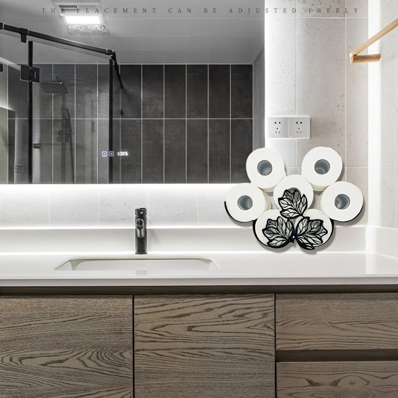 1Pc Fun Leaf Shaped Tissue Holder, Bathroom Tissue Storage Rack, Wall Mounted Roll Paper Storage Container, Bathroom Accessories