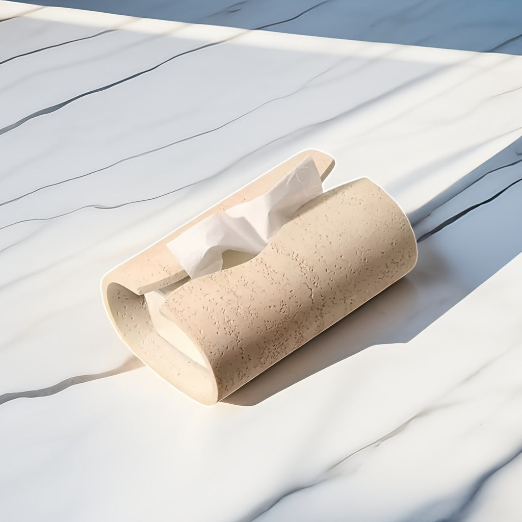 1pc Handmade Resin Rock Tissue Box Holder - Dual Compartment Modern Home Decor for Living Room, Bedroom, Hotel - Indoor/Outdoor Use, No Electricity Needed, Bedroom Accessory, Natural Stone Look, Sophisticated Decor, Dualcompartment Design, Artisanal