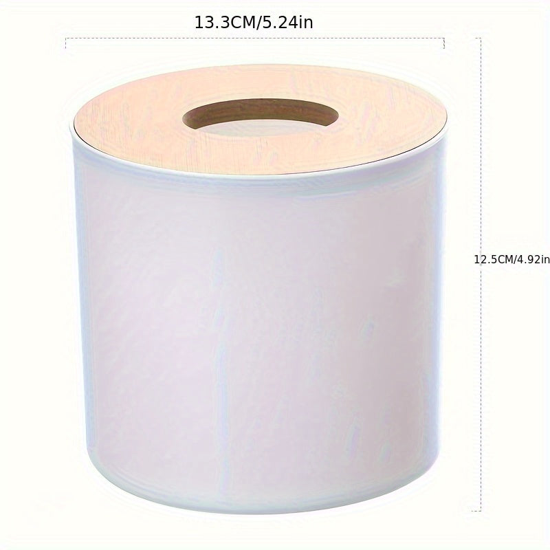 1pc, Round Tissue Box with Lid, Suitable for Bathroom, Living Room, Bedroom, Commercial Toilet Accessories