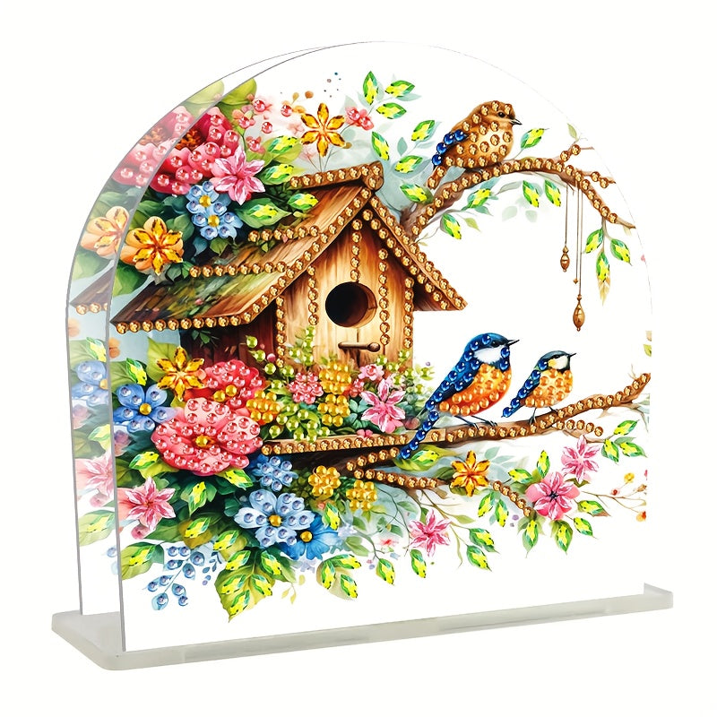 A Diamond Painting Tissue Box Decoration, Floral Bird Pattern Tissue Holder - Stylish Desktop Accessory, Suitable for Kitchen, Restaurant and Bar Sturdy Tissue Box - Home Party and Restaurant Decoration