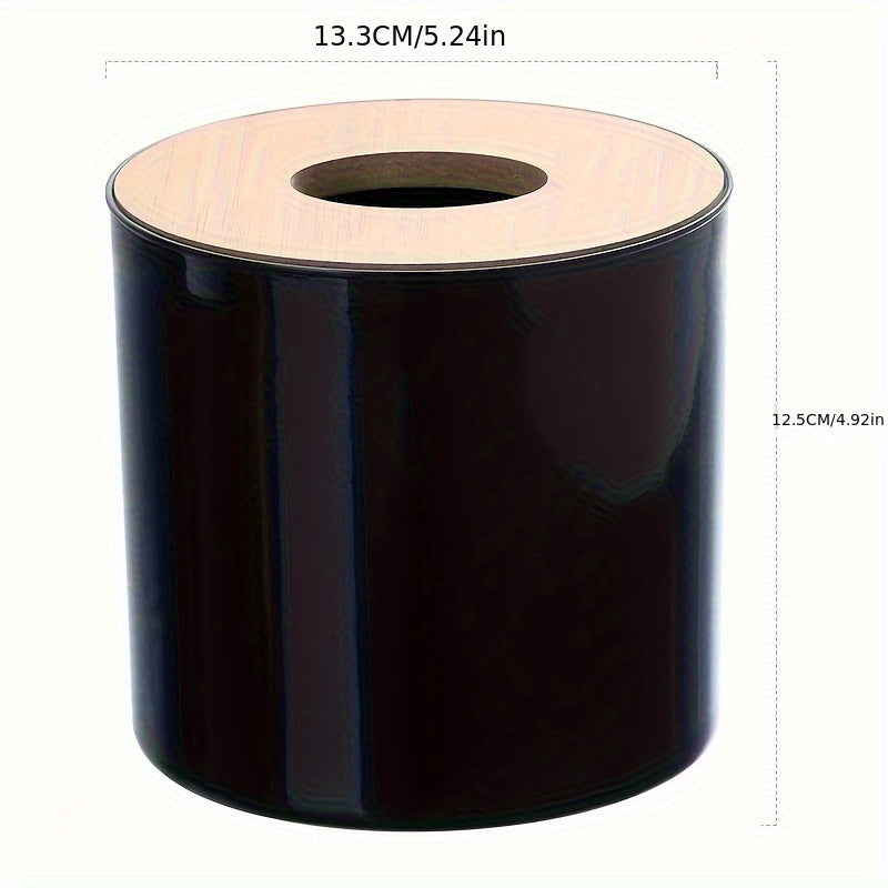 1pc, Round Tissue Box with Lid, Suitable for Bathroom, Living Room, Bedroom, Commercial Toilet Accessories