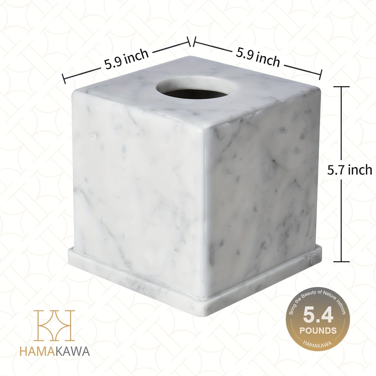 1pc Marble Tissue Box Cover, Carrara White Tissue Organizer 6 X 6 X 5.7 Inch, Heavy Stone Decorative Box, Square Tissue Box Holder For Home Decor, Kitchen, Bathroom