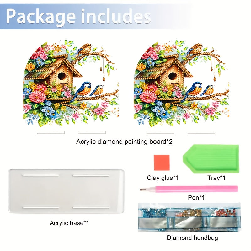 A Diamond Painting Tissue Box Decoration, Floral Bird Pattern Tissue Holder - Stylish Desktop Accessory, Suitable for Kitchen, Restaurant and Bar Sturdy Tissue Box - Home Party and Restaurant Decoration