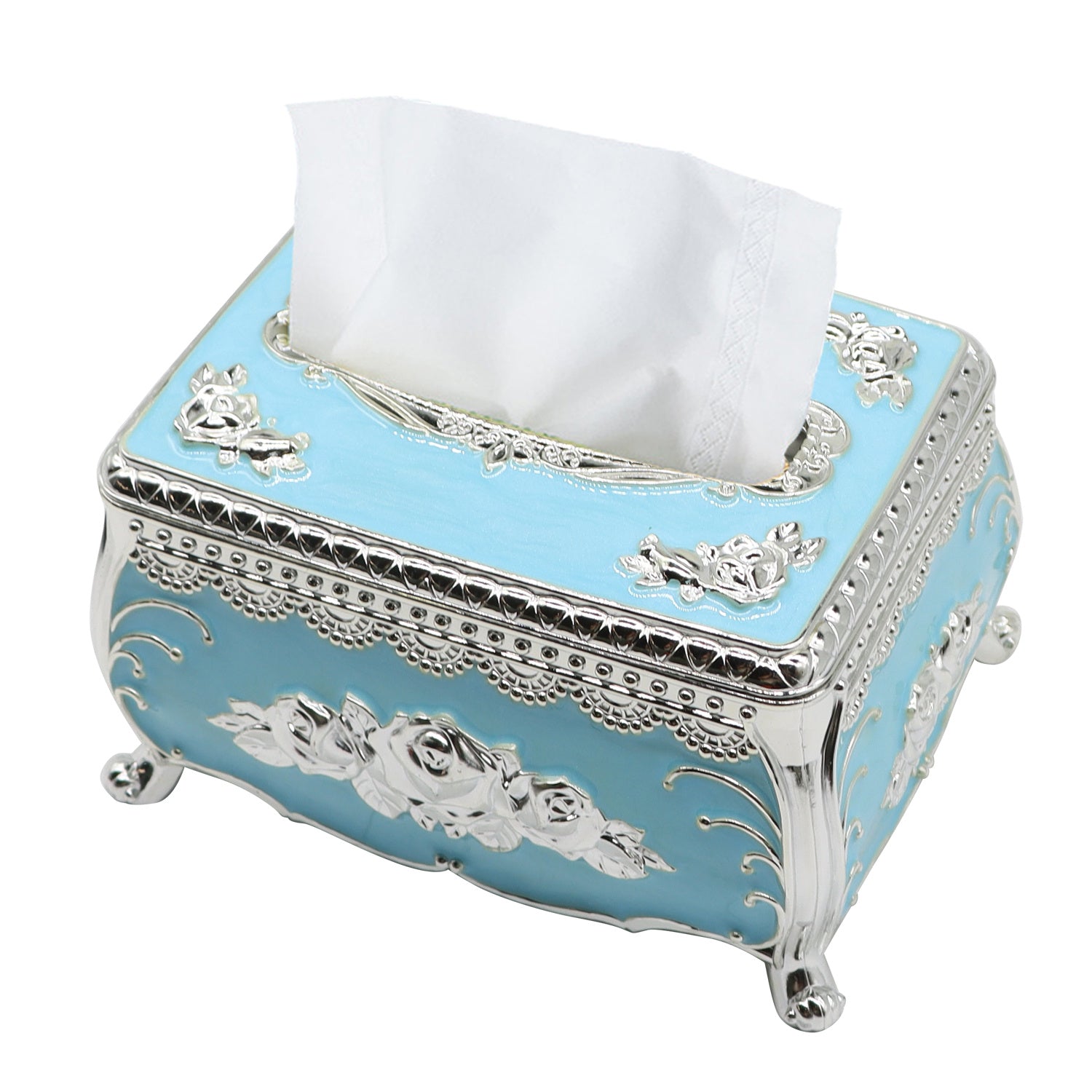 Luxury European-Style Tissue Box Holder, Decorative Non-Waterproof Plastic Tissue Dispenser, Elegant Design, with No Electricity Required, for Living Room, KTV, Restaurants, Picnics, Garden Houses