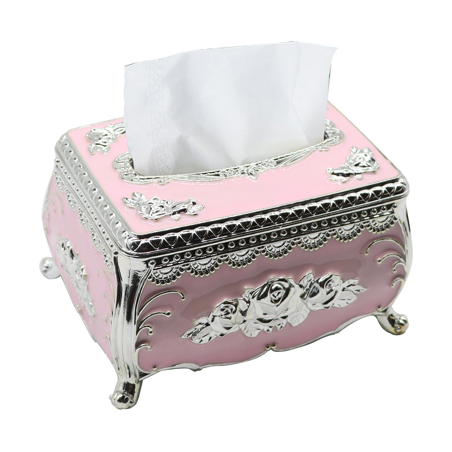 Luxury European-Style Tissue Box Holder, Decorative Non-Waterproof Plastic Tissue Dispenser, Elegant Design, with No Electricity Required, for Living Room, KTV, Restaurants, Picnics, Garden Houses