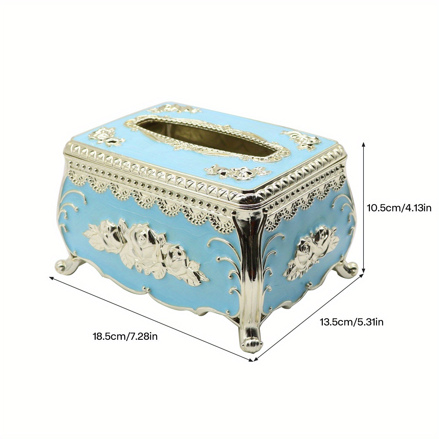 Luxury European-Style Tissue Box Holder, Decorative Non-Waterproof Plastic Tissue Dispenser, Elegant Design, with No Electricity Required, for Living Room, KTV, Restaurants, Picnics, Garden Houses