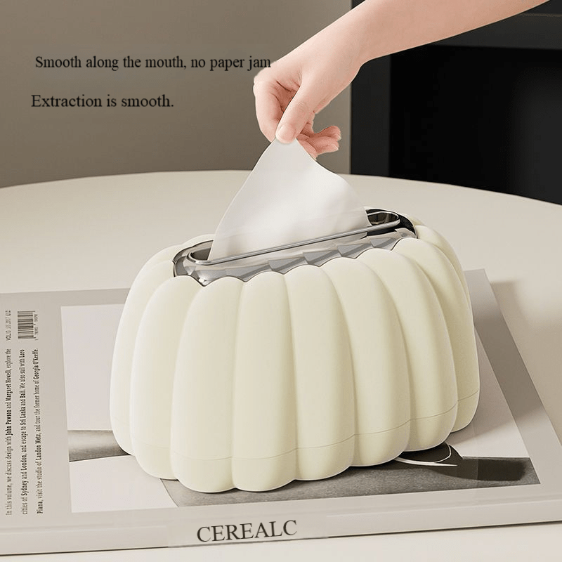 Living Room Pumpkin Cardboard Box, Cream-style Flocking Storage Box, Spring Pumpkin Tissue Rack, Flocking Cr