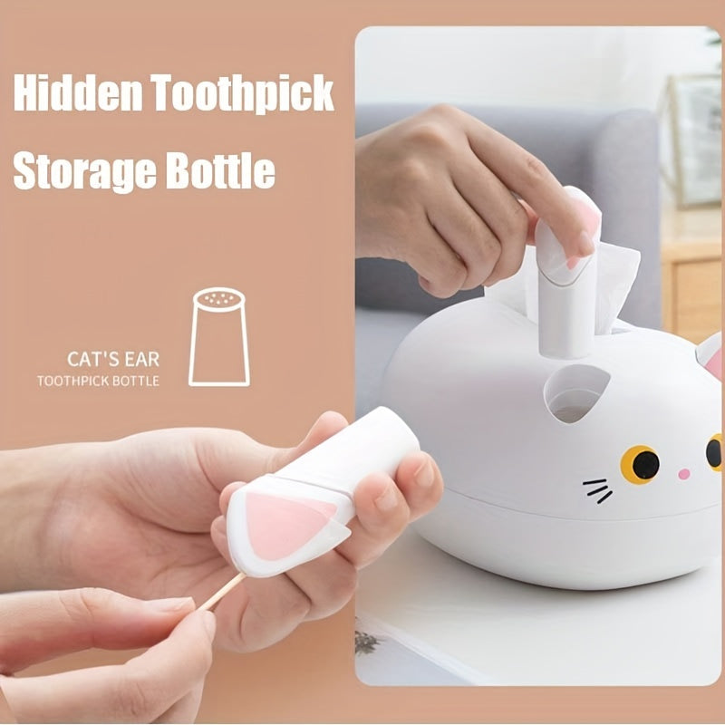 1pc Cute Cat Tissue Box Holder - Kitty Bathroom or Living Room Decor, with Tissue Dispenser Slot, Durable Plastic Construction, White & Black Cat Design for Home, Office, or Gift for Cat Lovers, Office Desk Accessory, Playful Decor Item, Cartoon Animal