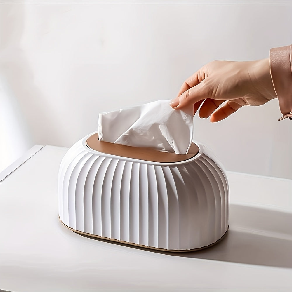 1pc Modern Adjustable Tissue Box Holder - Height-Adjustable Organizer with, Space-Saving Design for Living Room, Bathroom, Office, Hotel - Scandinavian Home Decor in Neutral Colors (White/Beige/Gray/Black) - Durable Plastic Construction, Bathroom