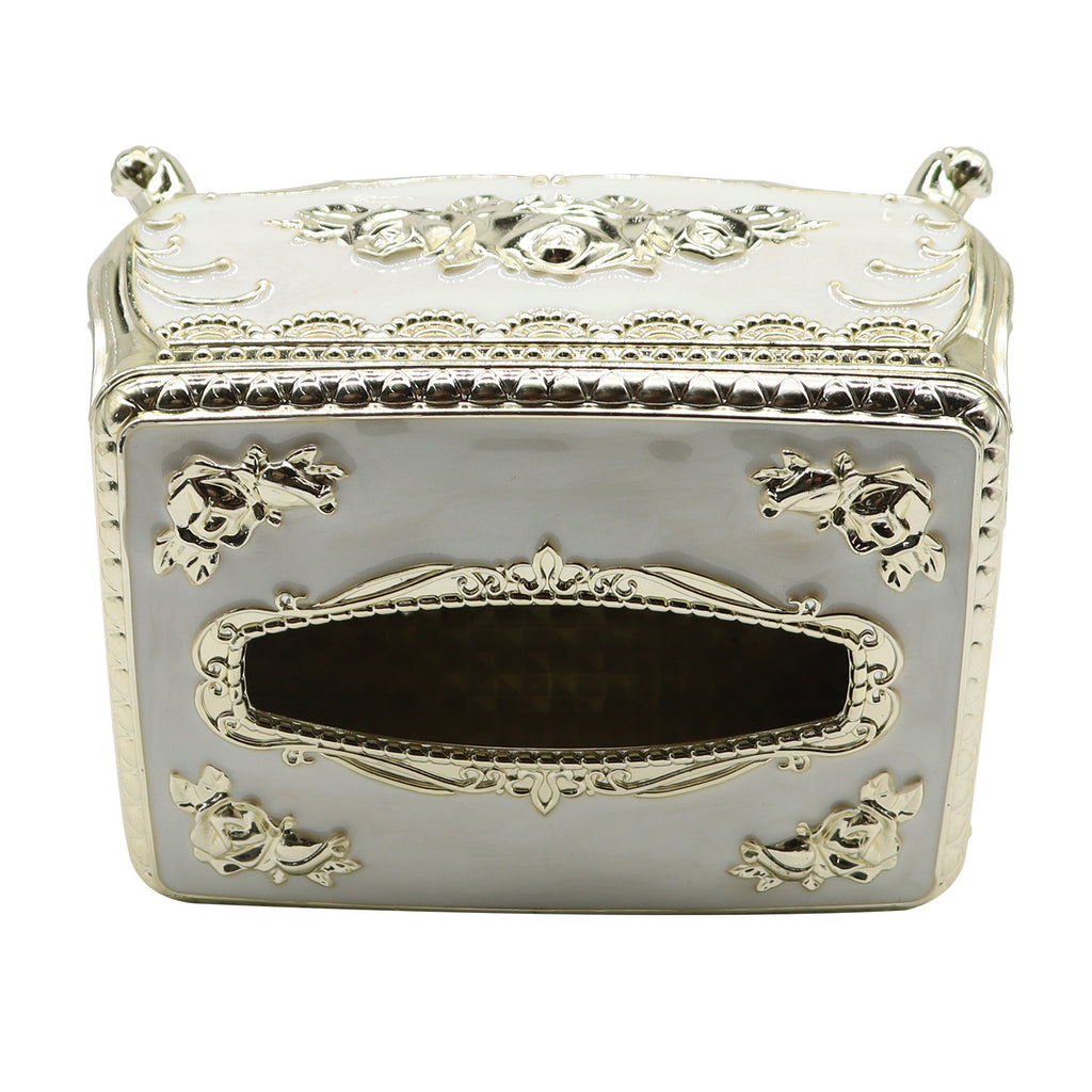 Luxury European-Style Tissue Box Holder, Decorative Non-Waterproof Plastic Tissue Dispenser, Elegant Design, with No Electricity Required, for Living Room, KTV, Restaurants, Picnics, Garden Houses