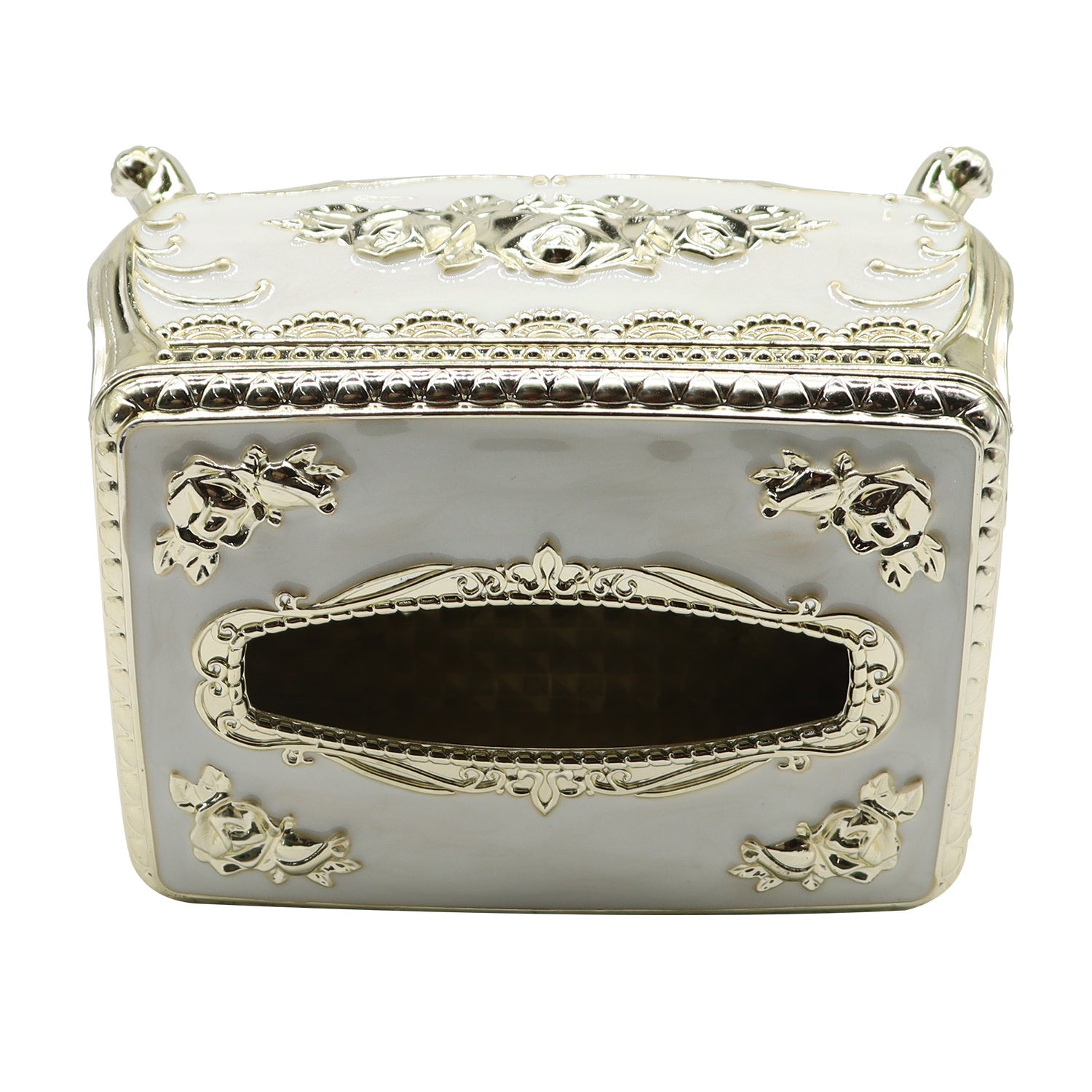 Luxury European-Style Tissue Box Holder, Decorative Non-Waterproof Plastic Tissue Dispenser, Elegant Design, with No Electricity Required, for Living Room, KTV, Restaurants, Picnics, Garden Houses
