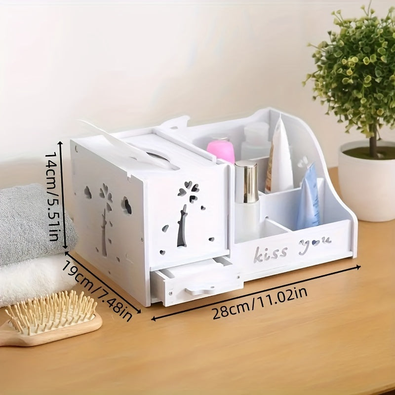 KUNYUN Tissue Box Living Room Multi-functional Remote Control Tabletop Collection And Arrangement Box Creative Household Coffee Table Napkin Box Draw Paper Box, Bedroom Cosmetics Collection Box, Under-Bed Storage