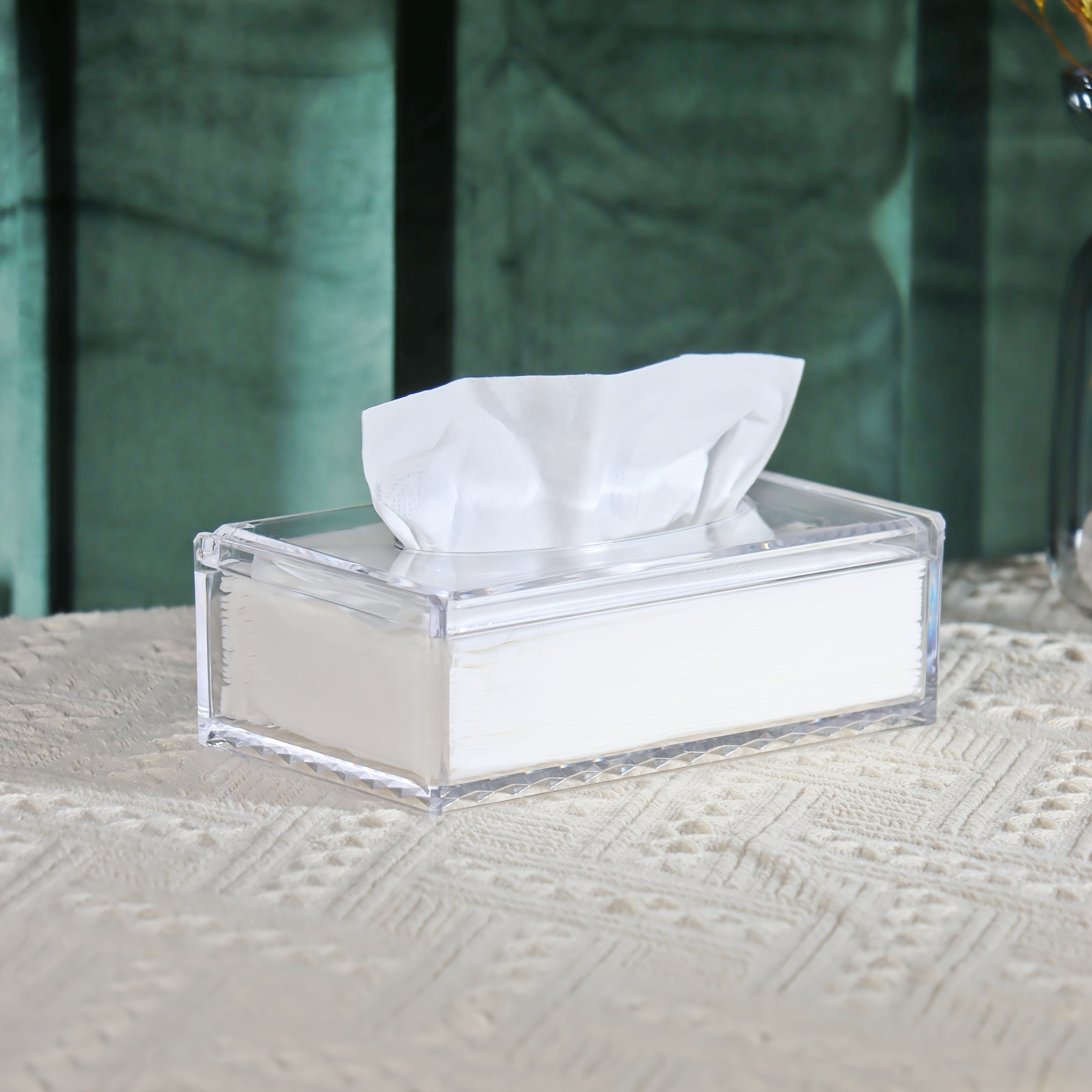 1pc Sleek European-Style Transparent Acrylic Tissue Box Holder, Durable & Wear-Resistant, Smooth Dispensing Design - Ideal for Living Room, Dining Room & Bathroom Decor, Bathroom Accessories|European Style Holder|Clear Acrylic Material, Toilet Paper