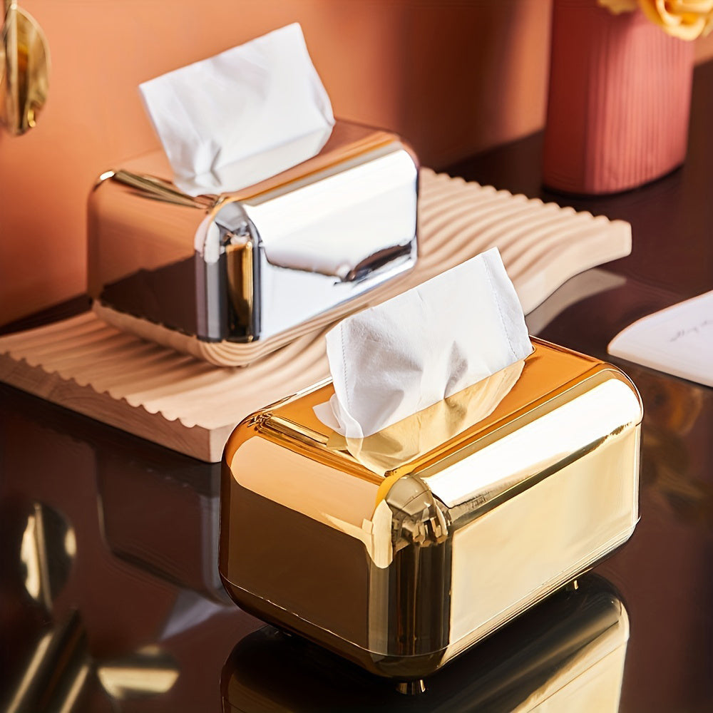 1pc Rectangular Tissue Box Cover, Wall Mounted Stylish Paper Facial Cover, Modern Tissue Box Holder for Bedroom/ Bathroom/ Vanity/ Countertop/ Dresser/ Night Stand/ Office/ Car