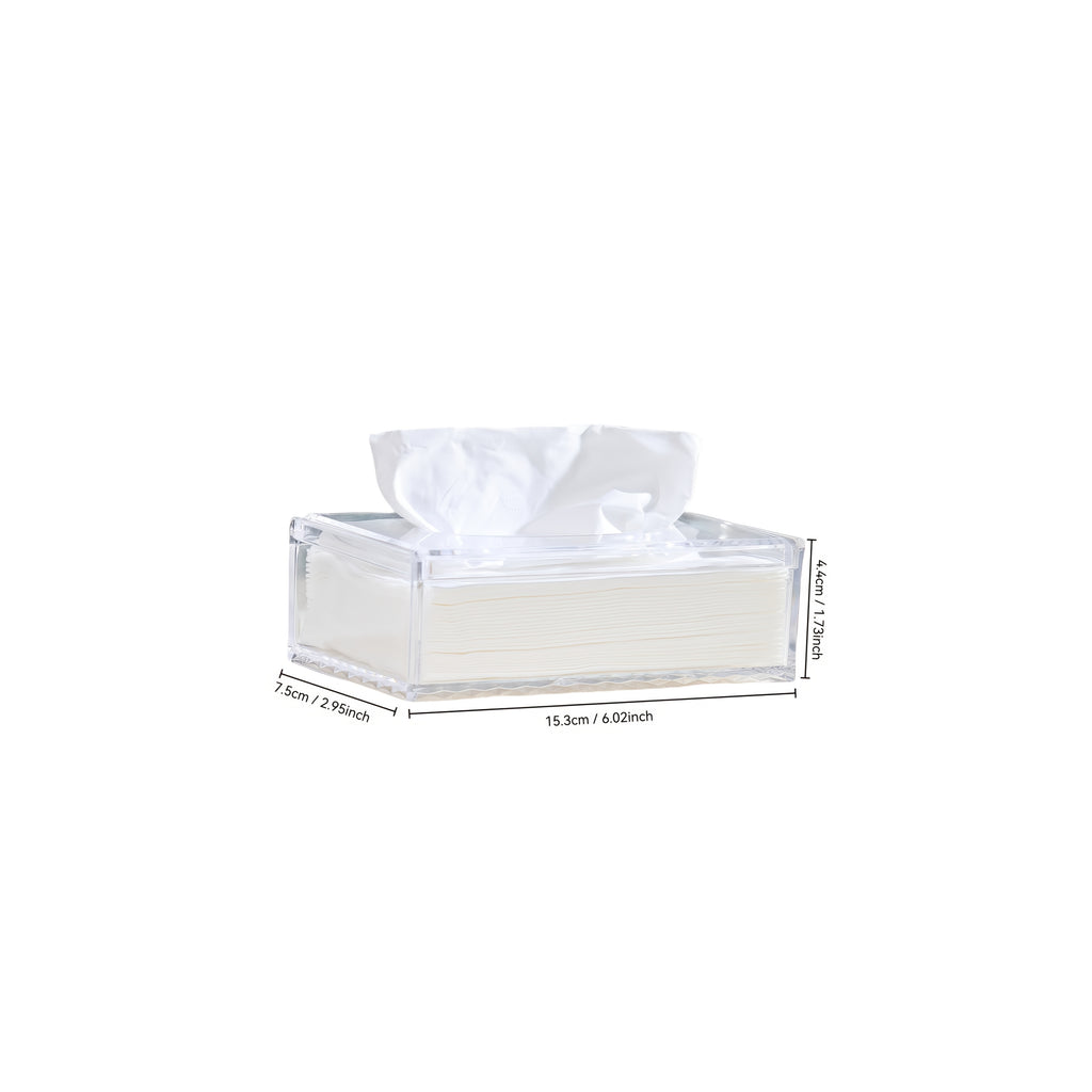 1pc Sleek European-Style Transparent Acrylic Tissue Box Holder, Durable & Wear-Resistant, Smooth Dispensing Design - Ideal for Living Room, Dining Room & Bathroom Decor, Bathroom Accessories|European Style Holder|Clear Acrylic Material, Toilet Paper