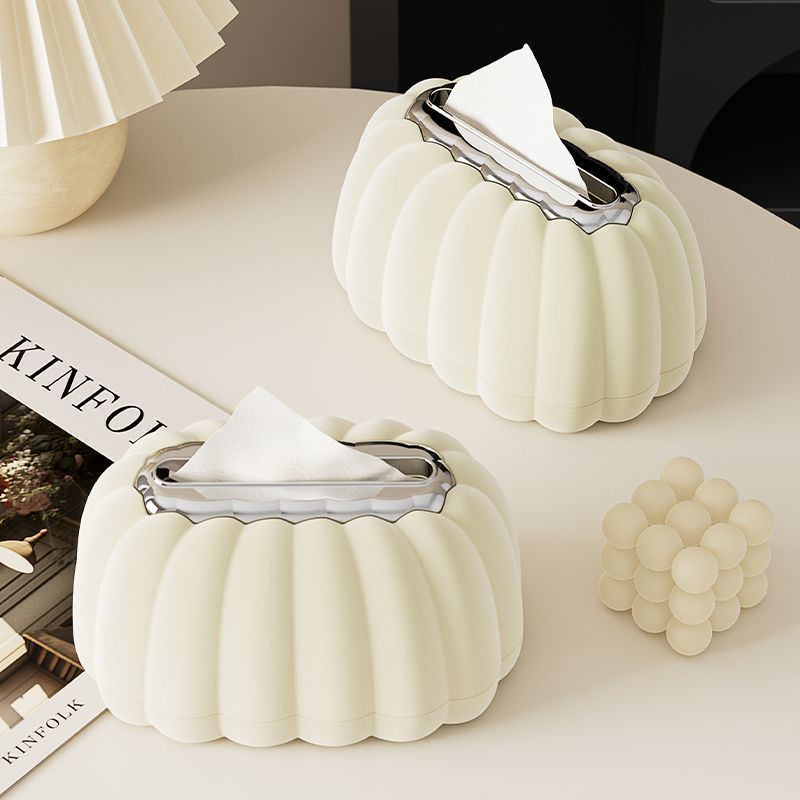 Living Room Pumpkin Cardboard Box, Cream-style Flocking Storage Box, Spring Pumpkin Tissue Rack, Flocking Cr